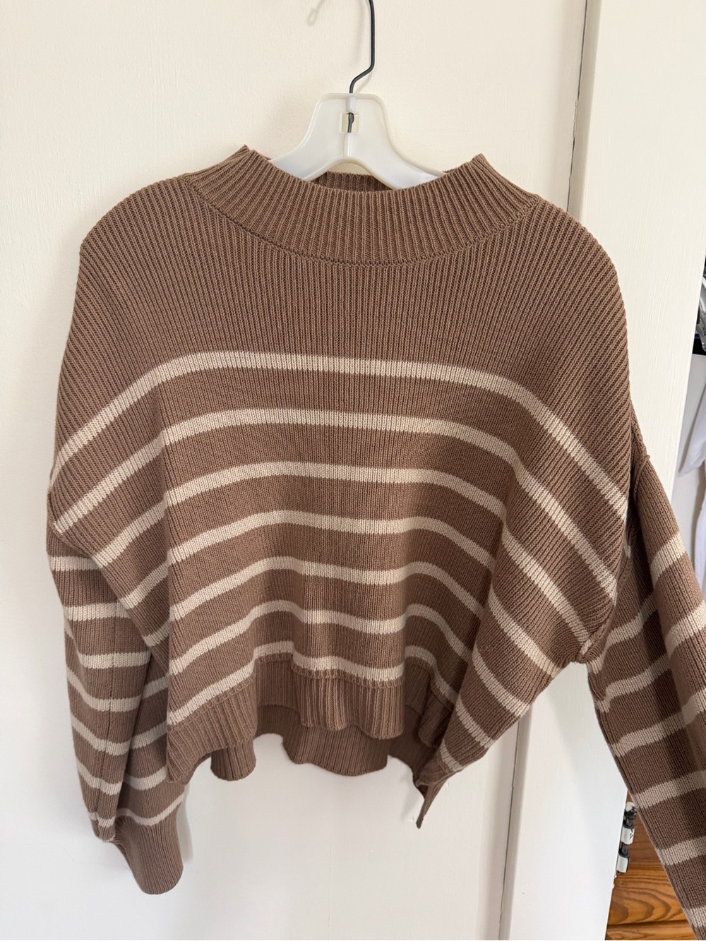 Blu Pepper Brown & Cream Striped Turtleneck Sweater